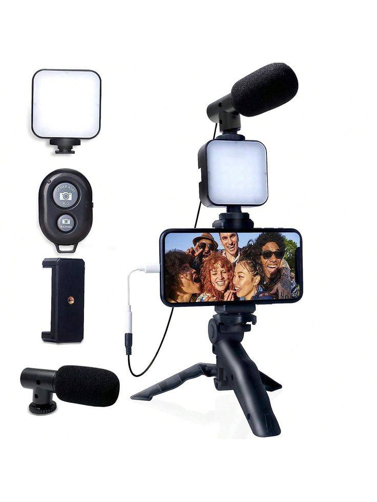 Kit para Crear Videos con Micrófono + Luz LED + Trípode