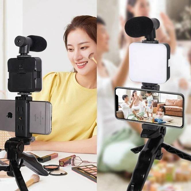 Kit para Crear Videos con Micrófono + Luz LED + Trípode