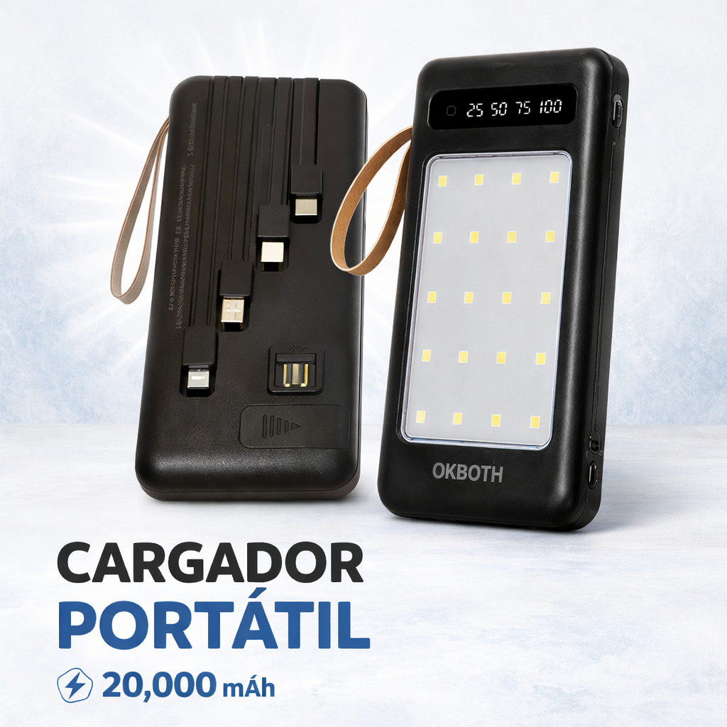 CARGADOR PORTATIL DE 20,000mah Y LINTERNA LED INCLUIDA