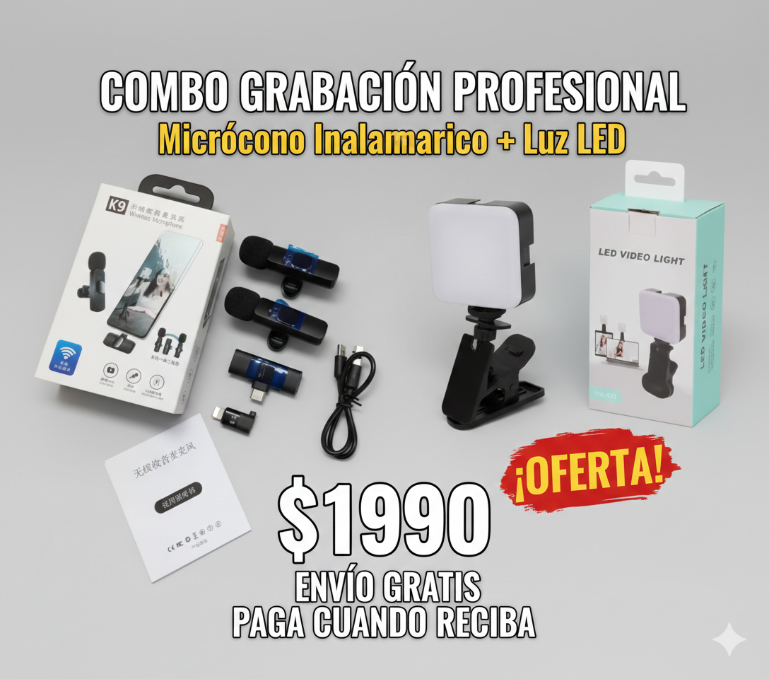 Micrófono inalámbrico y luz led